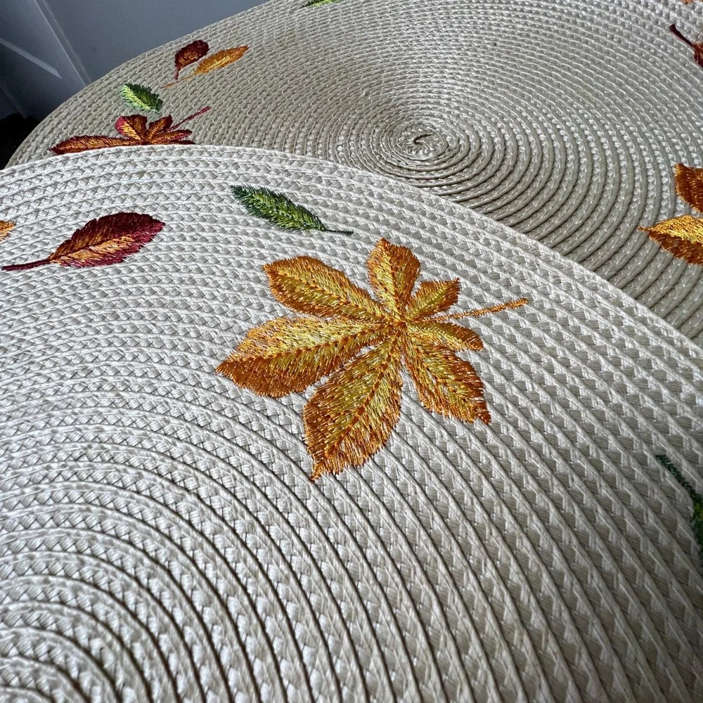 Embroidered Fall Harvest Placemats Set of 4 15
